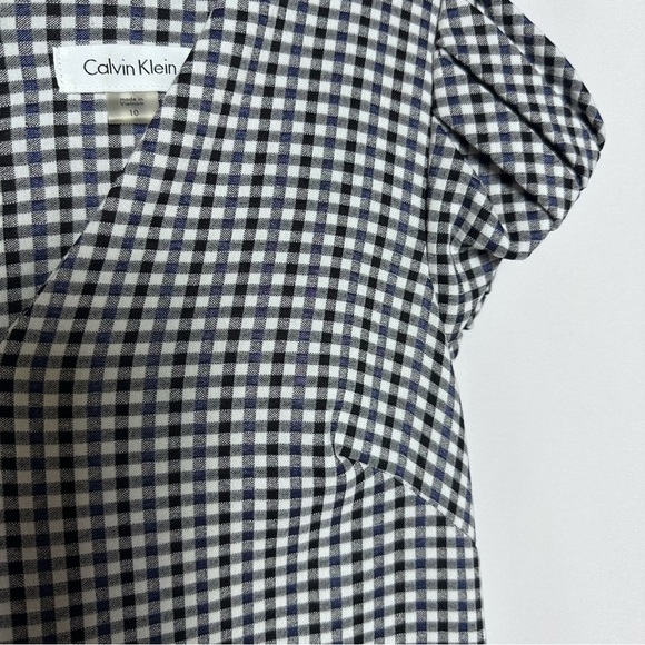 Calvin Klein Sheath Gingham Dress Puff Sleeves sz 10 Career Professional - Picture 6 of 12